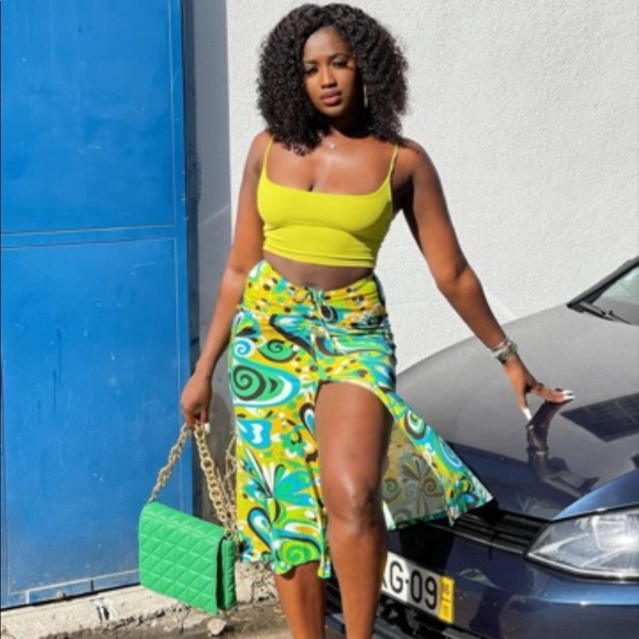 New Zara Set Top+Skirt Green Black - Picture 3 of 16